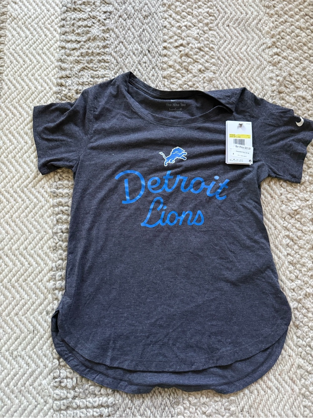 Nike Detroit Lions Short-Sleeve Tee with Blue Script small nwt nfl apparel small - Picture 1 of 6